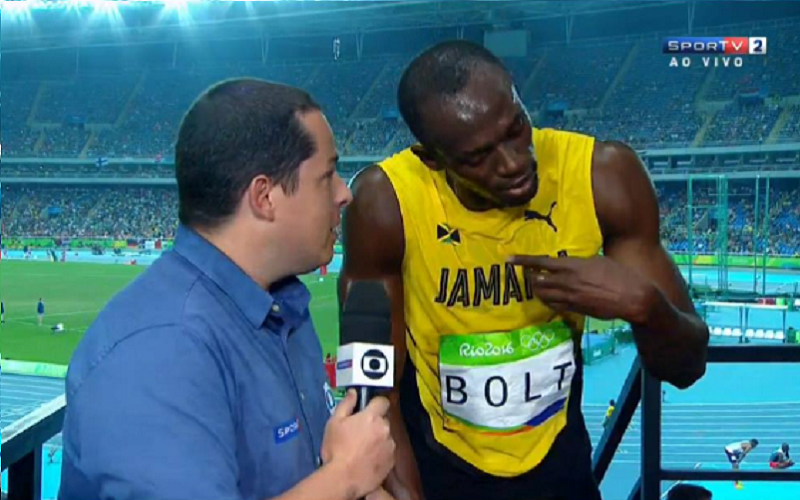 Usain Bolt irrittado com reporter